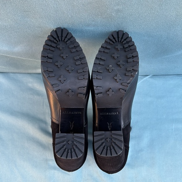 AllSaints Black Sahara Leather / Suede Boot sz 7 /EU 37 NWOT Chelsea bootie moto - Picture 6 of 9